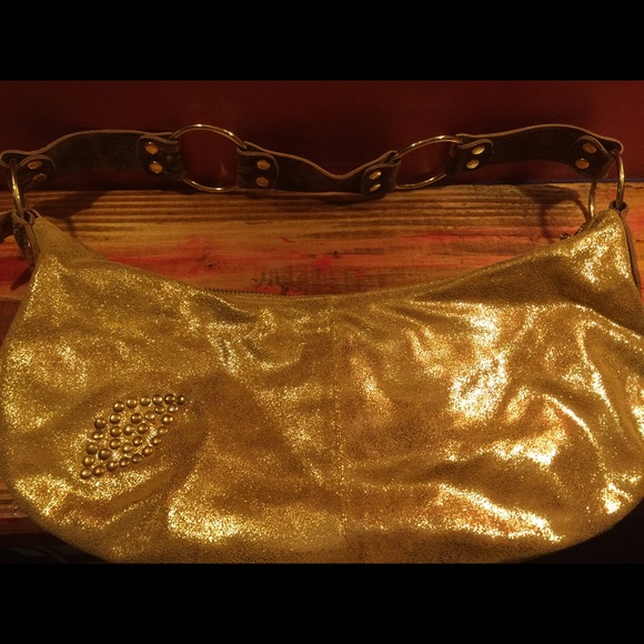 Betsey Johnson Gold & Rhinestone Studded Bag - Picture 2 of 6